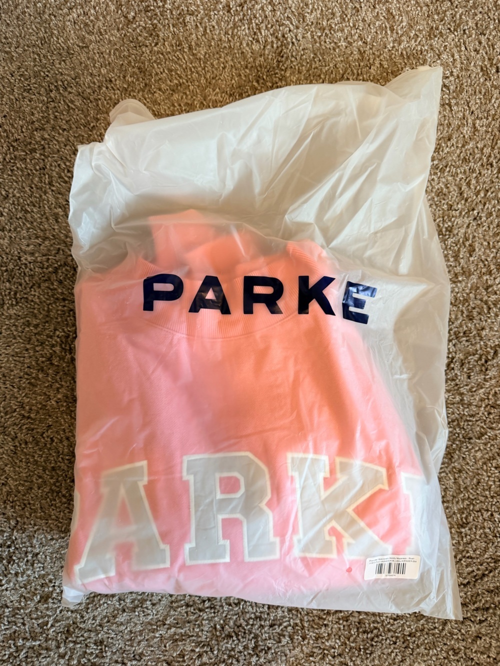 Parke Blush + Lavender Valentines Varsity Mockneck Sweater limited edition S/m - Picture 5 of 13